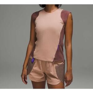 Lululemon Cap Sleeve Hiking Tank Top Pink Clay / Dark Oxide Size 4 Brand New